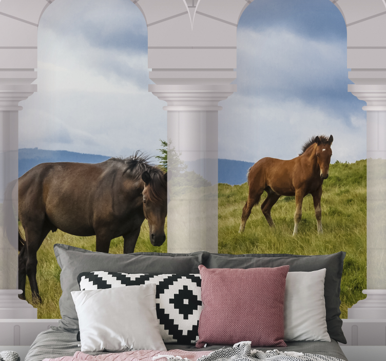 Majestic horses view animals wall mural - TenStickers