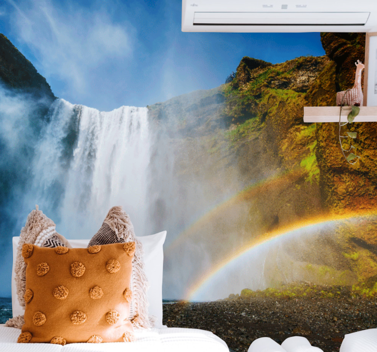 Majestic Rainbow View wall mural waterfall - TenStickers