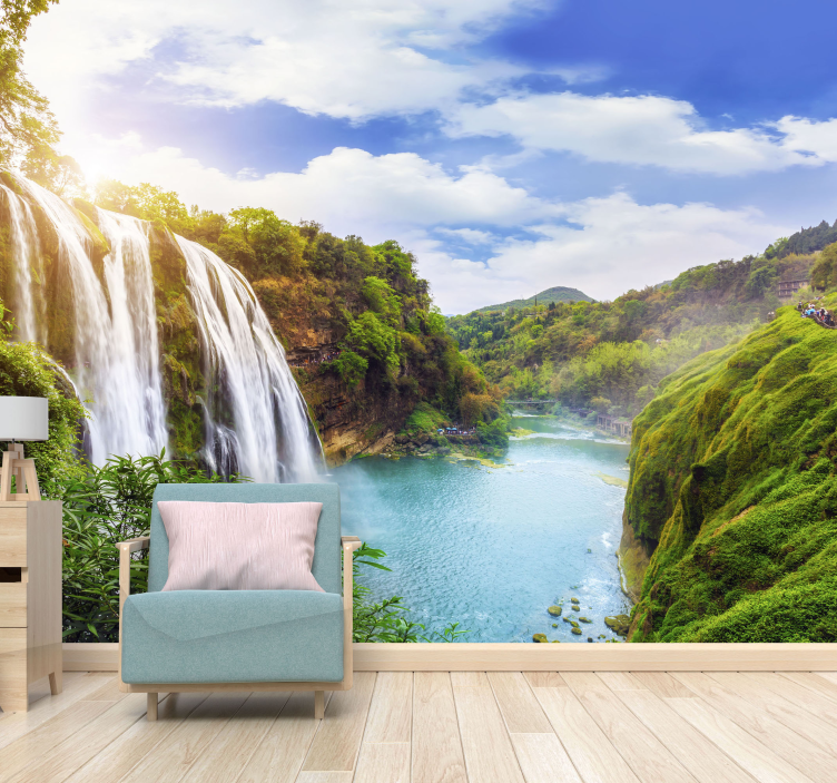 Majestic Scene wall mural waterfall - TenStickers