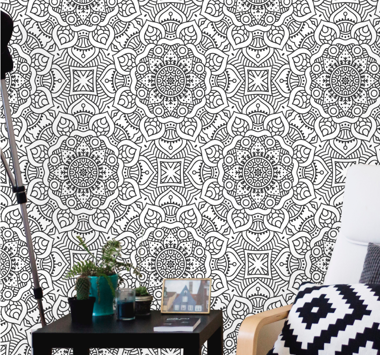 Mandala wall mural intricate geometric designs - TenStickers