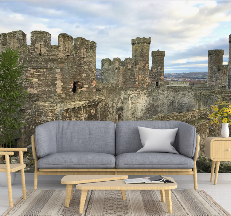 Medieval Castle Ruins city wall mural - TenStickers