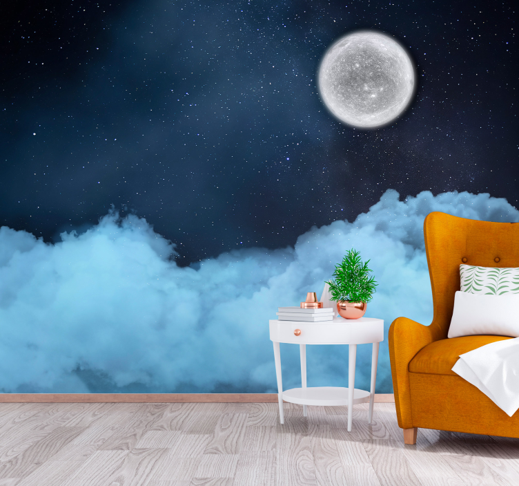 Moonlit Cloudscape space wall mural - TenStickers