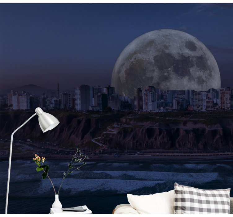 Moonlit Urban Skyline abstract wall mural - TenStickers