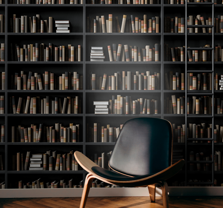 Mural stone wall library book collection - TenStickers