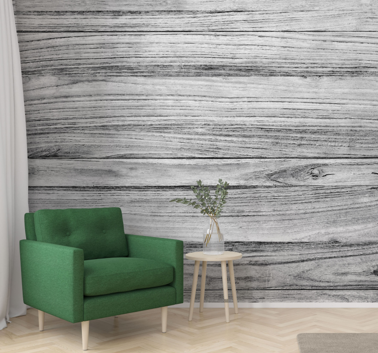 Mural stone wall textured grey wood - TenStickers