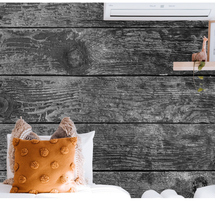 Mural stone wall with rustic wood panels - TenStickers