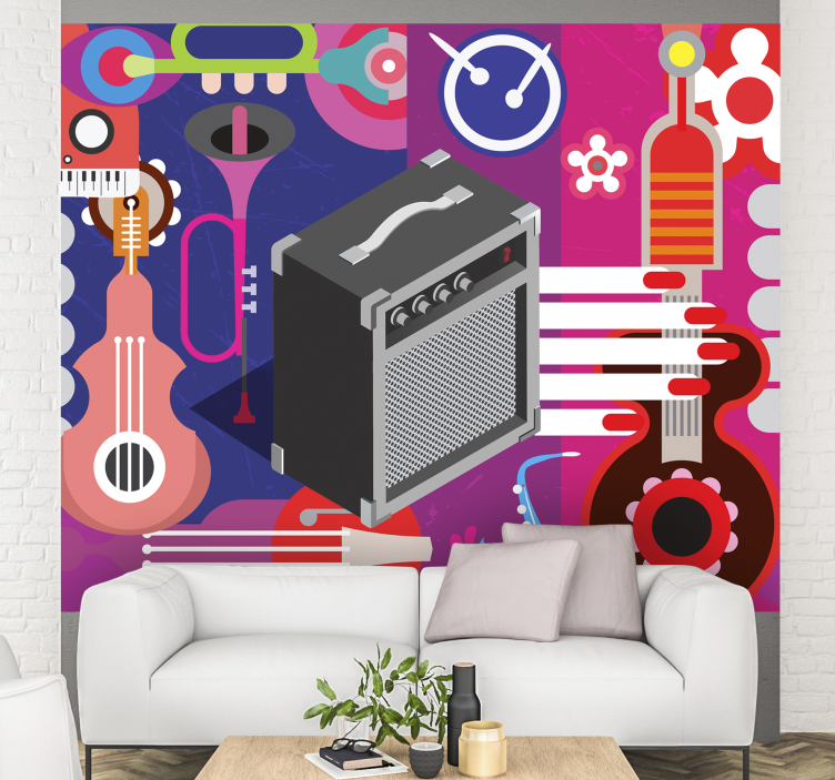 Music wall mural amplifier and instruments - TenStickers