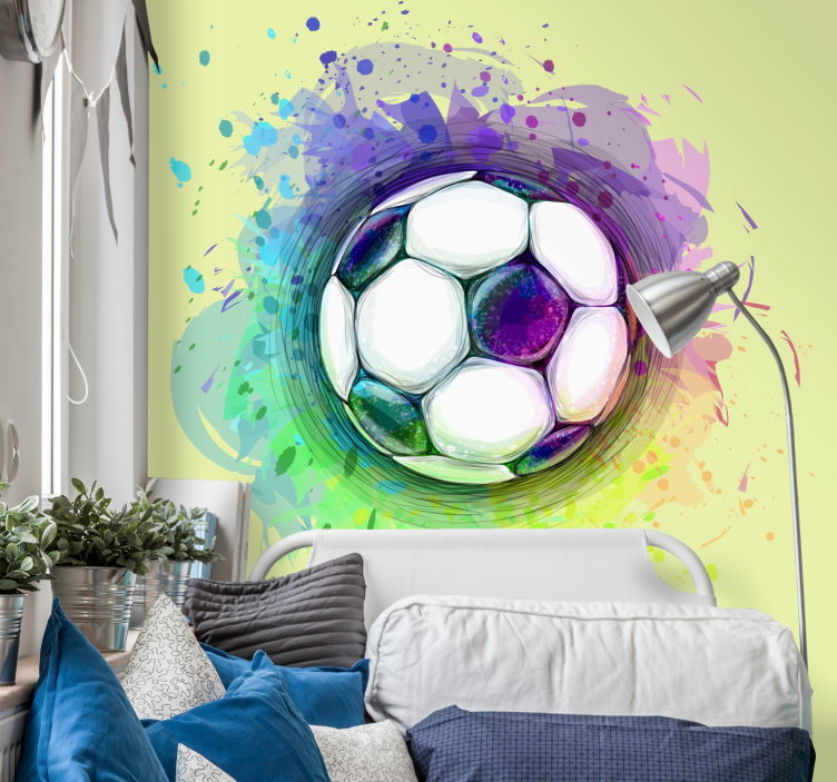 Music wall mural colorful soccer ball design - TenStickers