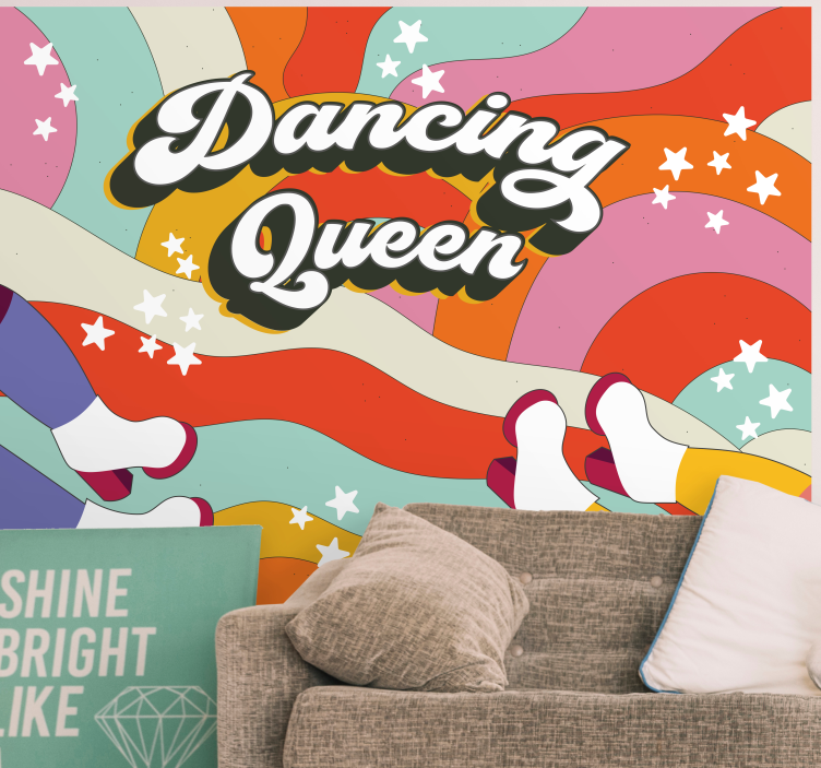 Music wall mural dancing queen vibes - TenStickers