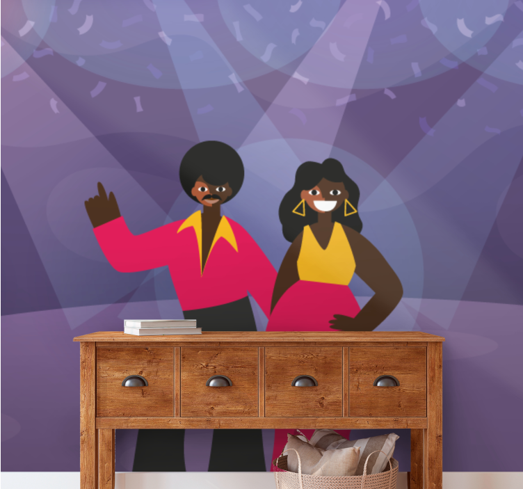 Music wall mural disco dancing couple - TenStickers