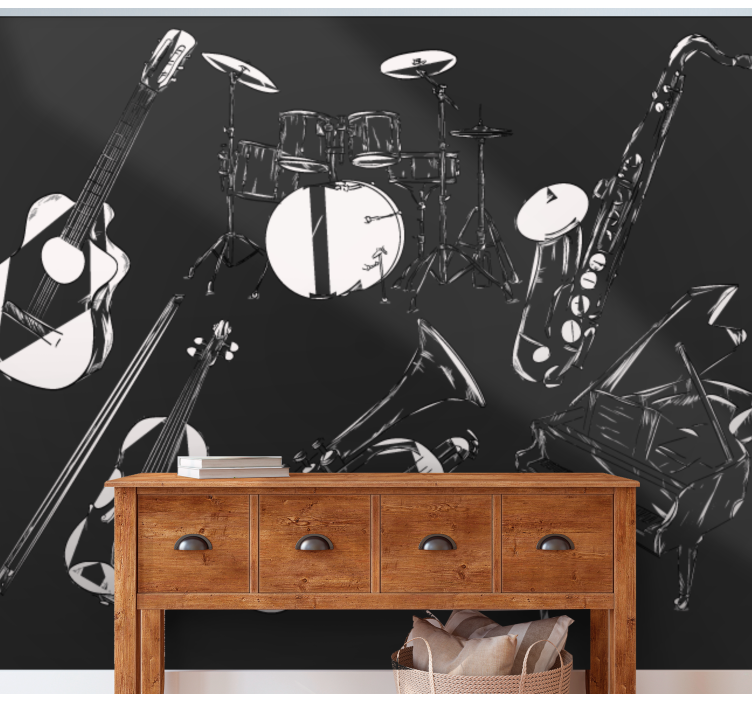 Music wall mural musical instruments collection - TenStickers