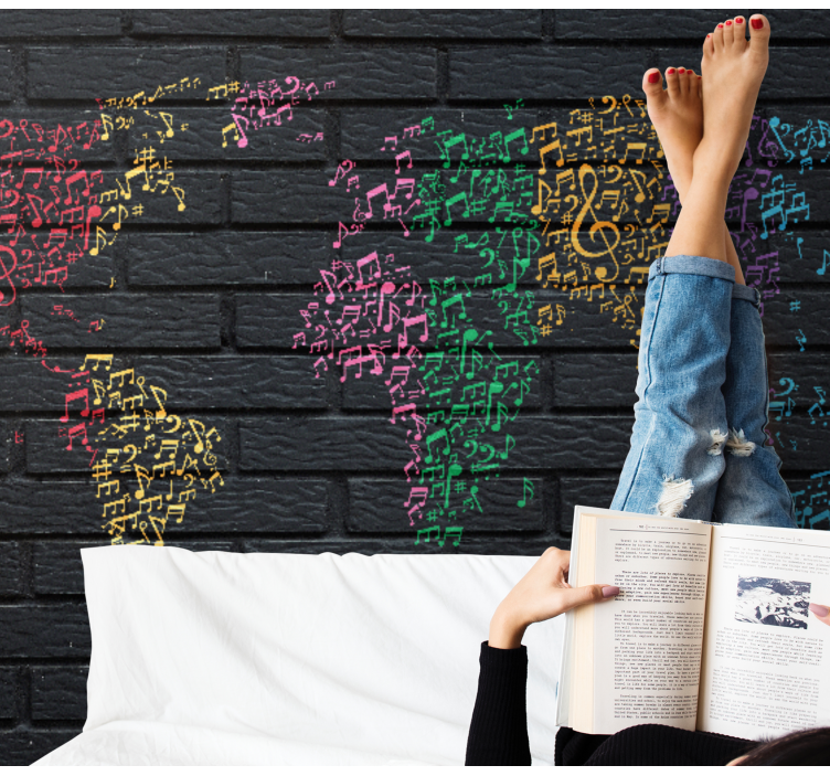 Music wall mural musical world map - TenStickers