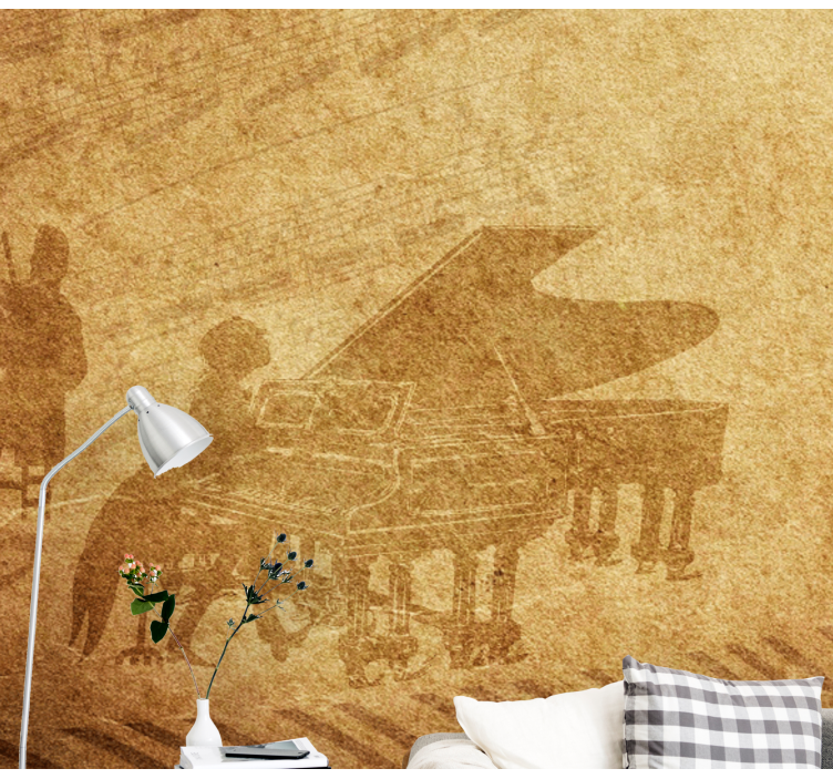 Music wall mural piano performance scene - TenStickers