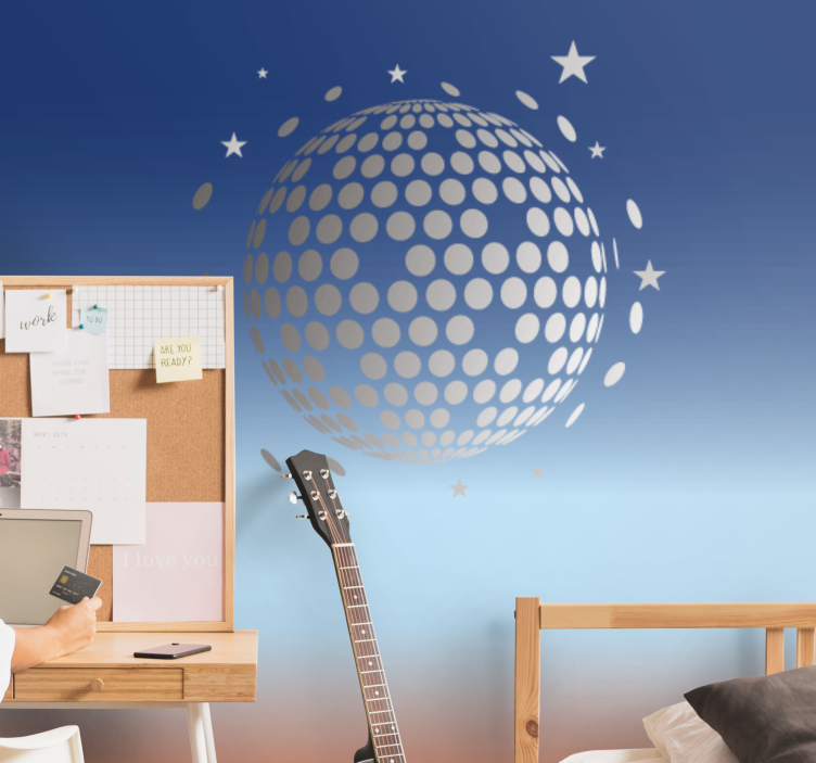 Music wall mural with disco ball design - TenStickers