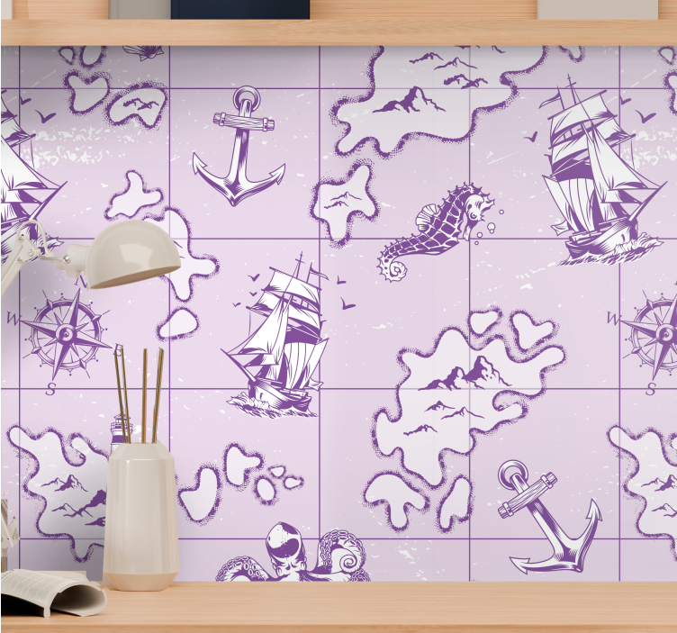 Purple nautical design other wall mural - TenStickers