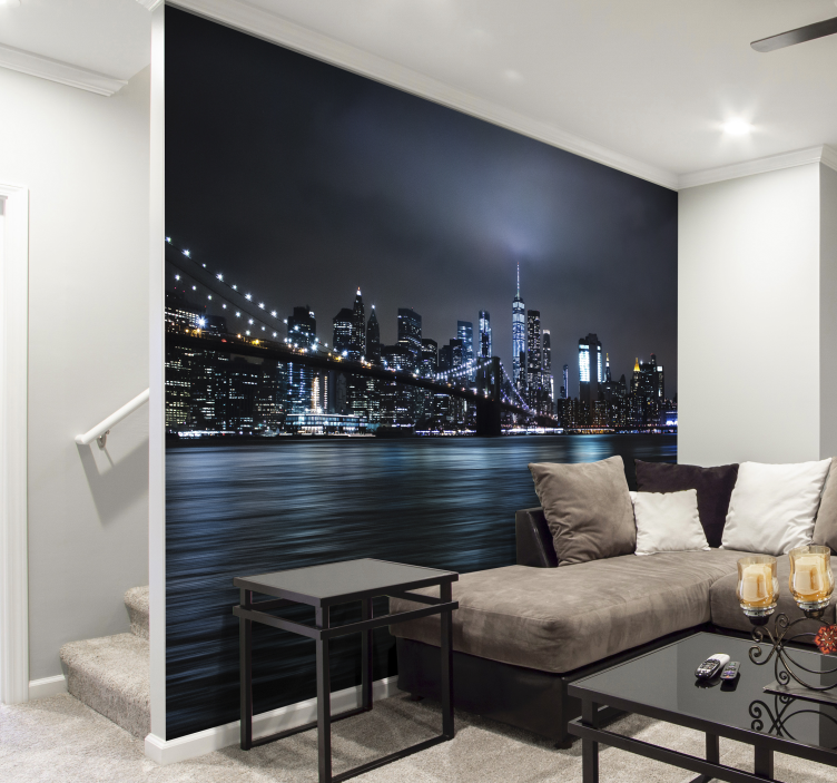 Night skyline new york wall mural - TenStickers