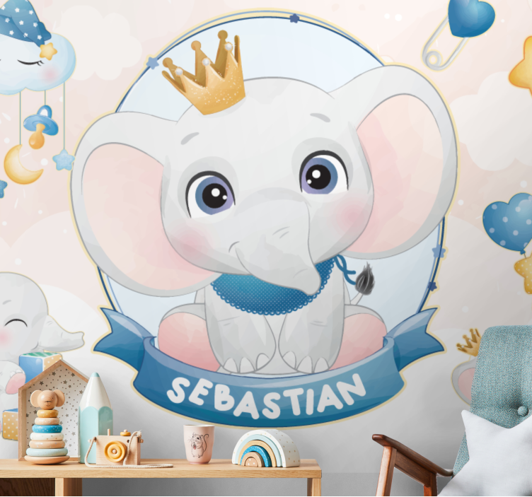 Nursery wall mural cute elephant design - TenStickers