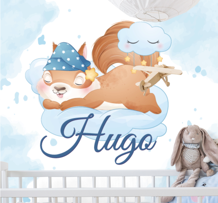 Nursery wall mural sleepy squirrel dreams - TenStickers