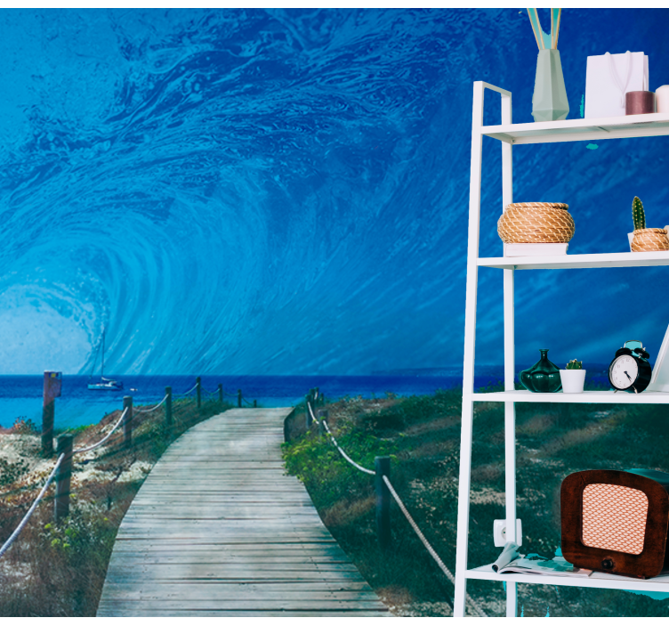 Ocean Wave Pathway under the sea wall mural - TenStickers