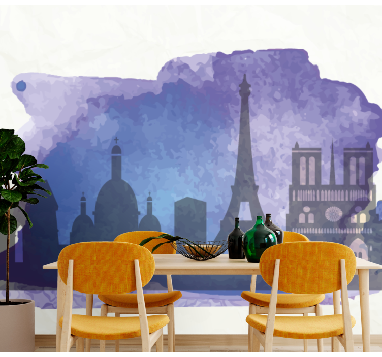 Paris Skyline Silhouette city wall mural - TenStickers