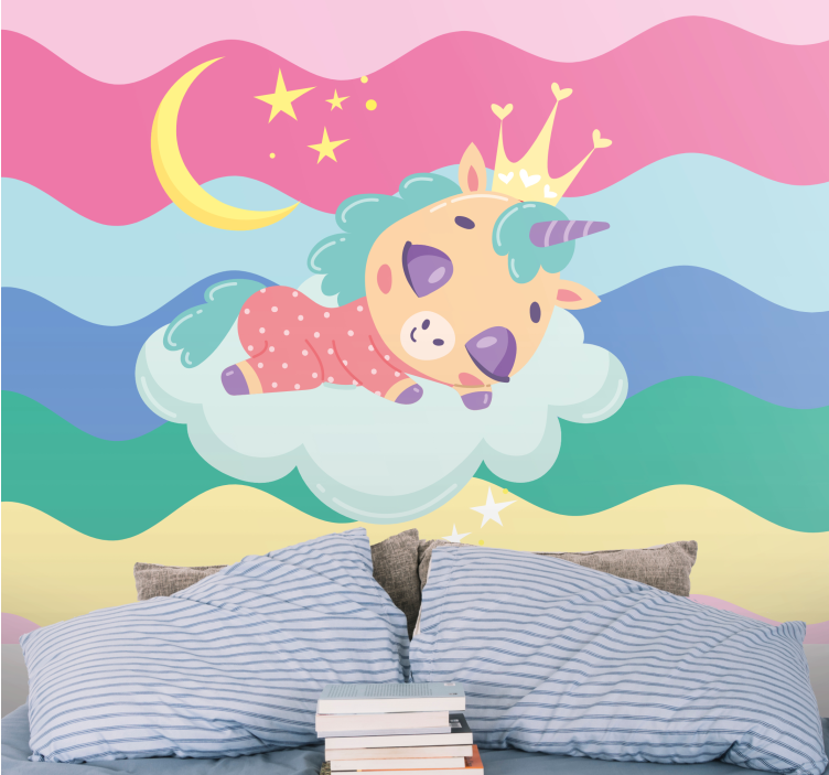 People wall mural sleeping unicorn dream - TenStickers