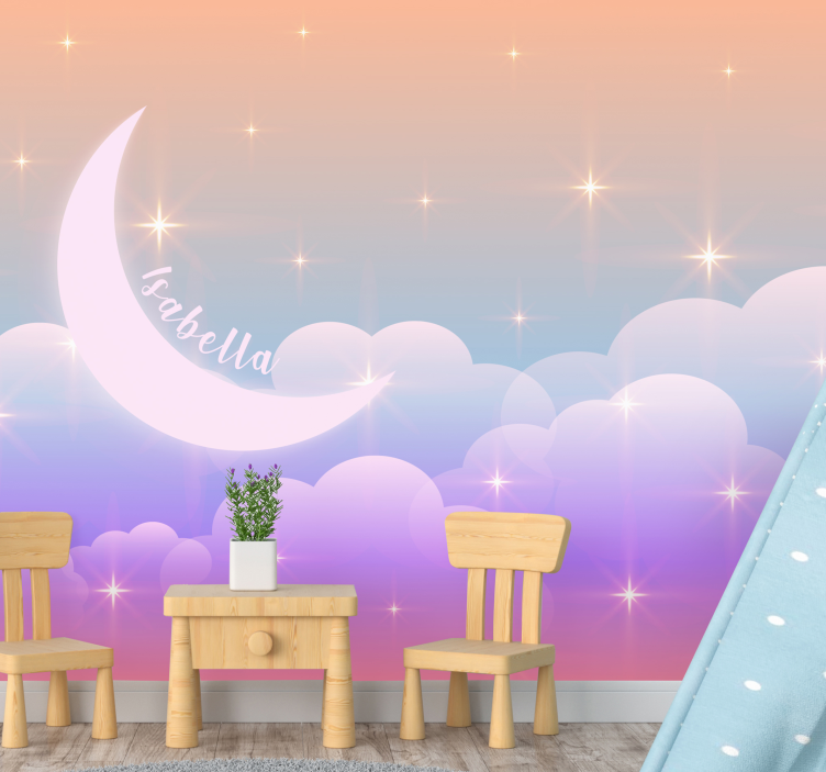 Personalized Moonlit Clouds romantic wall mural - TenStickers
