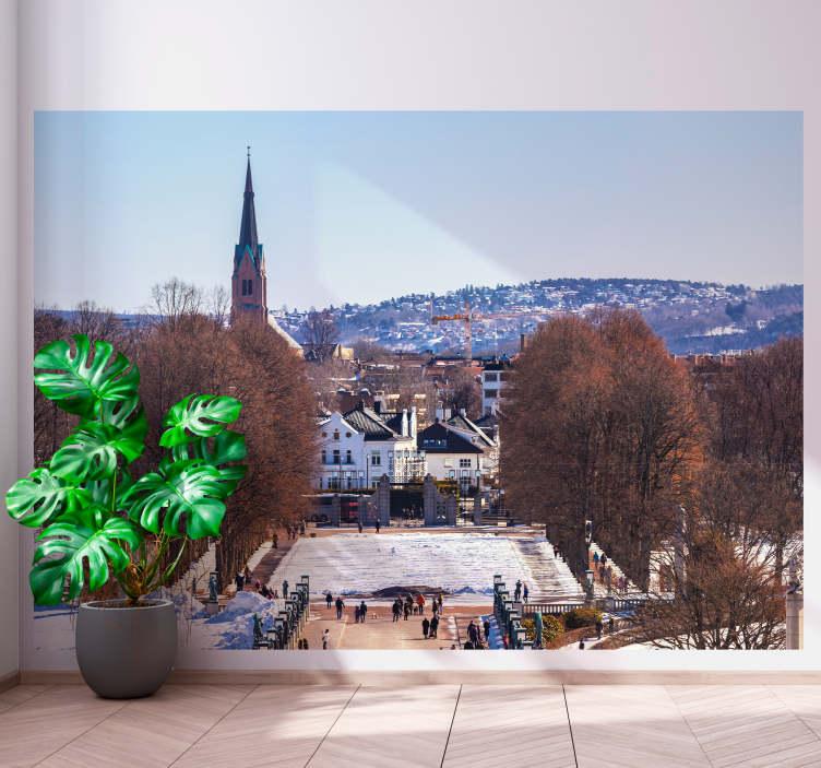 Picturesque Urban Avenue city wall mural - TenStickers