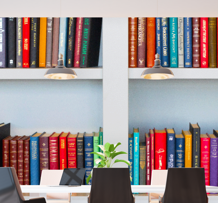 Quote wall mural bookshelf in colors - TenStickers