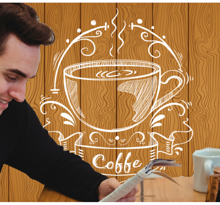 Quote wall mural coffee cup artwork - TenStickers