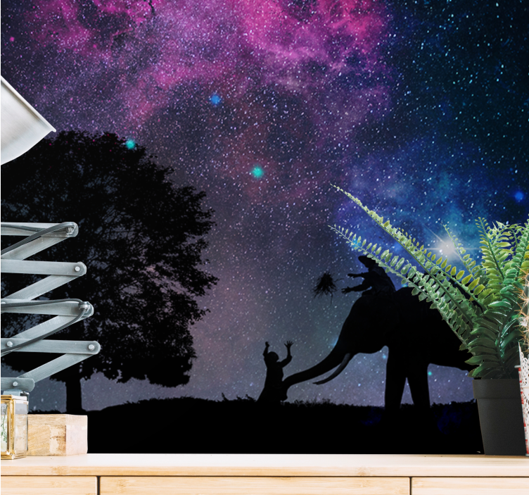 Quote wall mural cosmic elephant journey - TenStickers