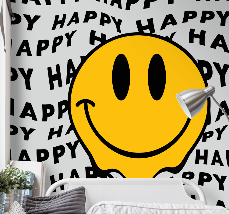 Quote wall mural smiley face message - TenStickers