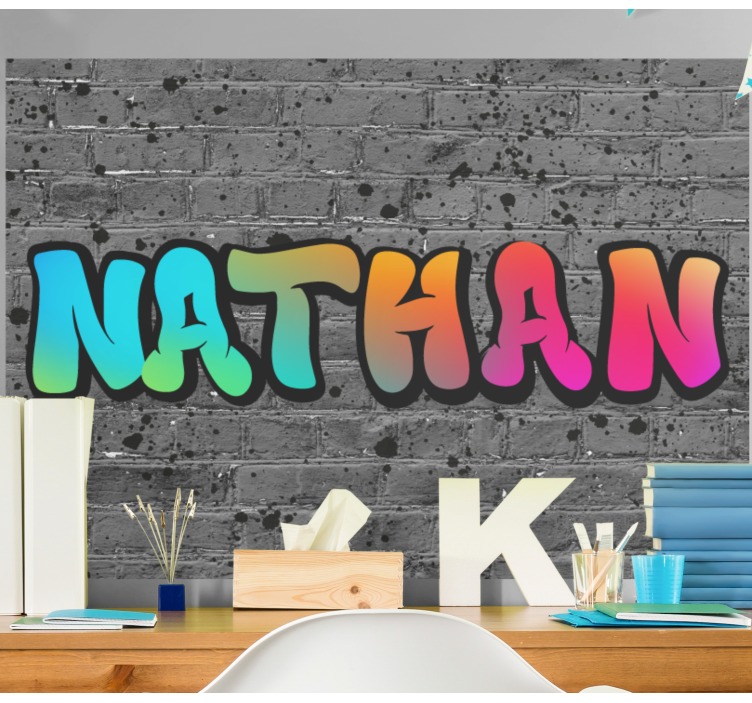 Quote wall mural vibrant name design - TenStickers
