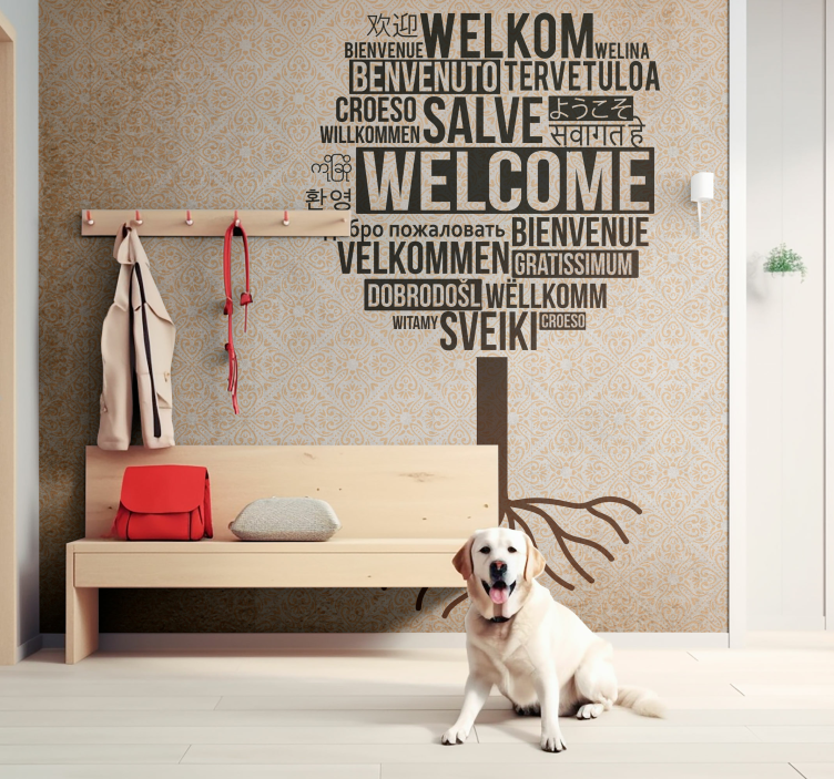 Quote wall mural welcome in various languages - TenStickers