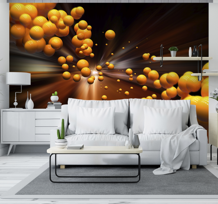 Floating sphere through tunnel 3d wallpaper - TenStickers
