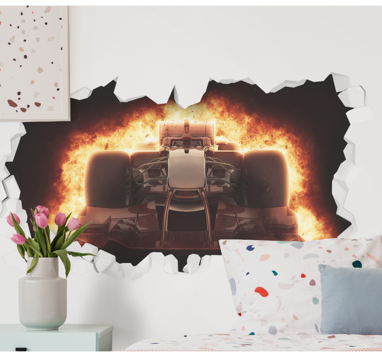 Racing Car Explosion wall mural vehicle - TenStickers
