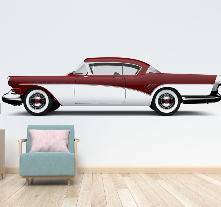 Red Classic car  vintage wall mural - TenStickers
