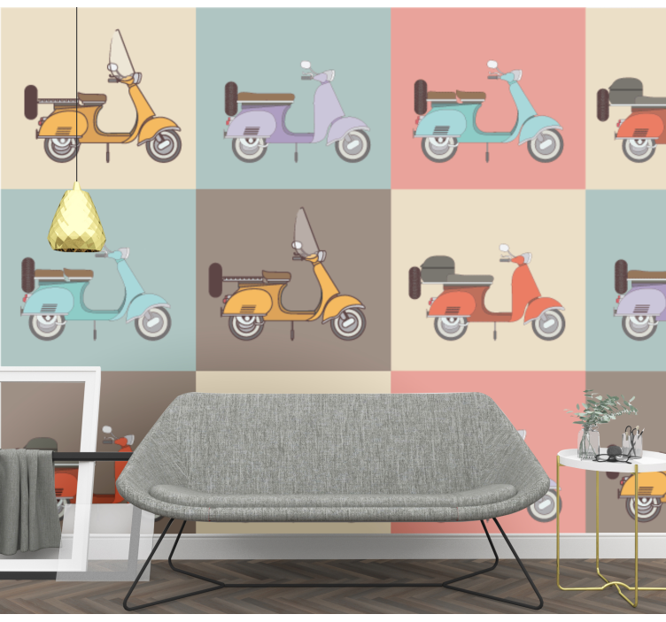 Retro scooter pattern wall mural vehicle - TenStickers