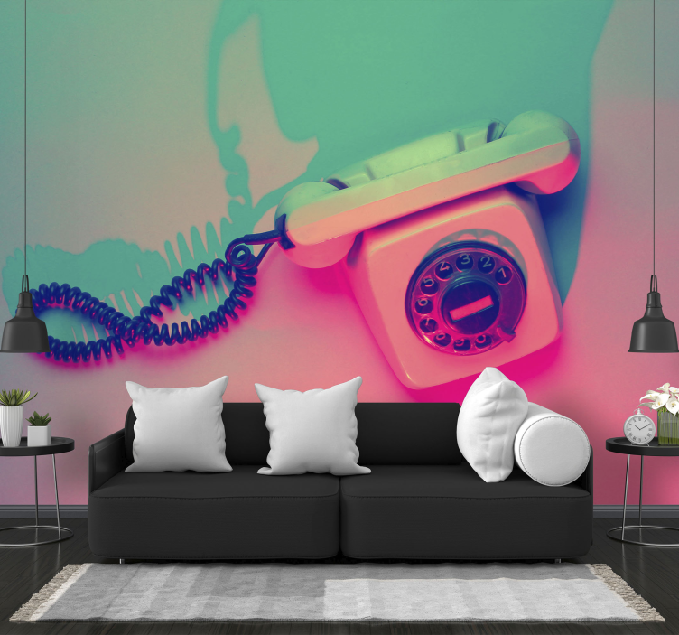 Retro Telephone Design graffiti wall mural - TenStickers