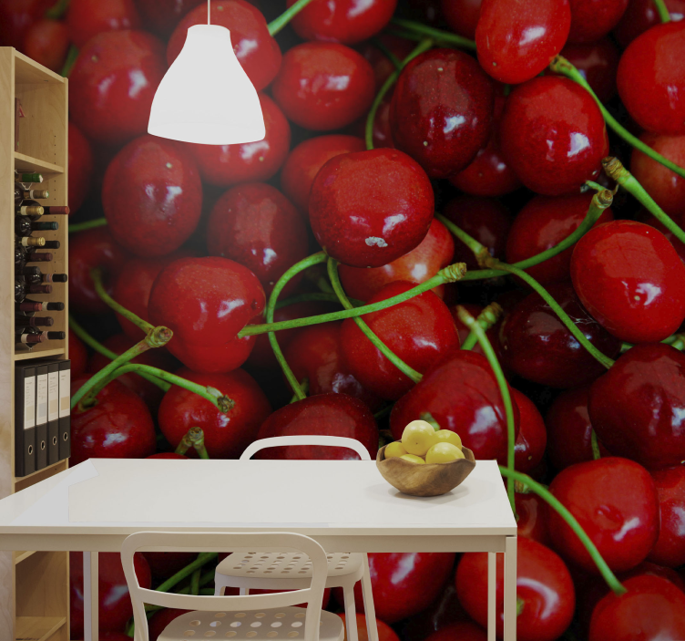 Ripe cherry bunches flower wall mural - TenStickers