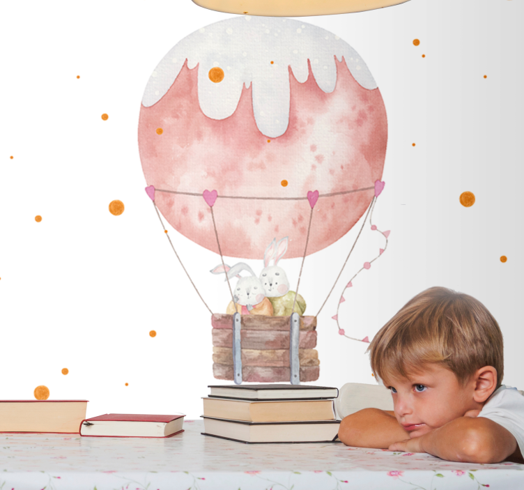 Romantic wall mural bunny balloon adventure - TenStickers
