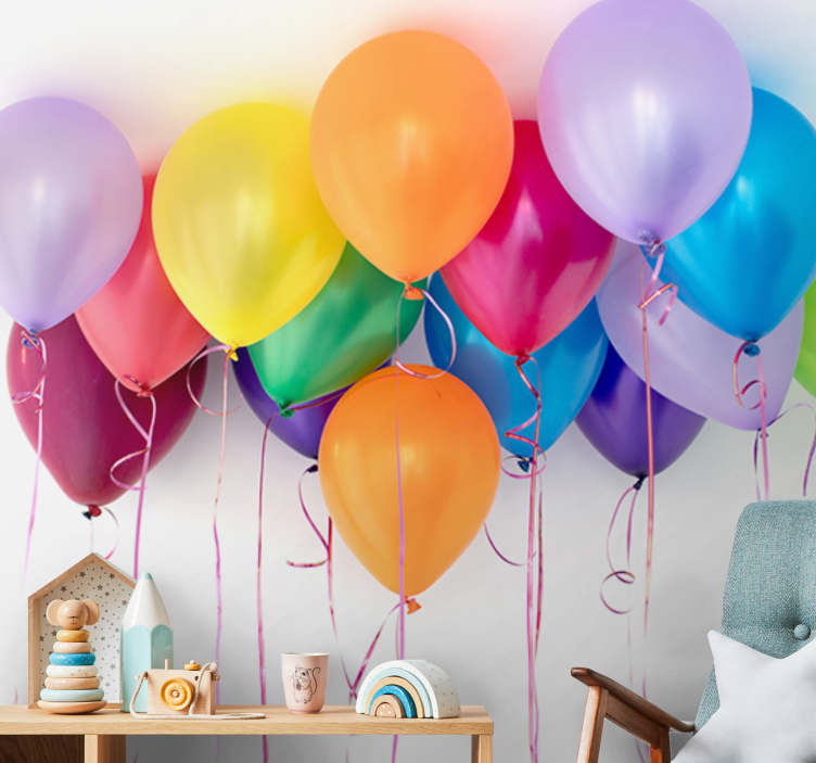 Romantic wall mural colorful celebration balloons - TenStickers