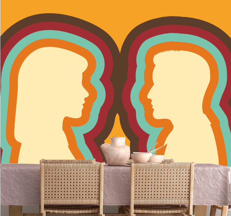 Romantic wall mural couple silhouettes - TenStickers