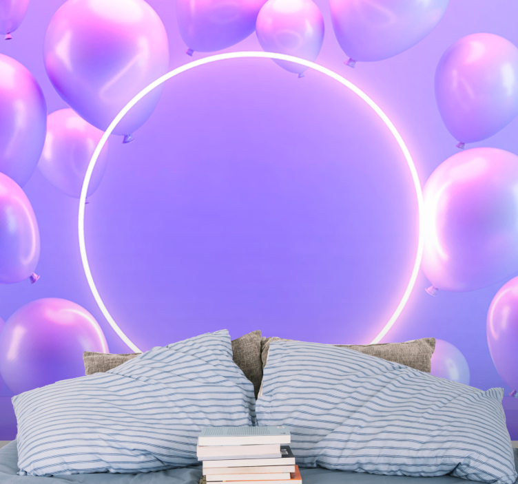 Romantic wall mural floating balloons circle - TenStickers