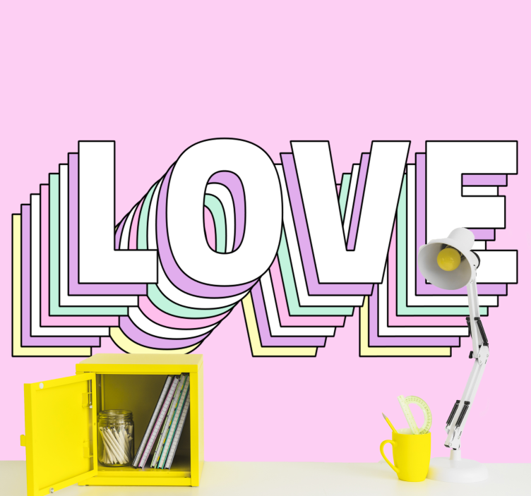 Romantic wall mural love typography design - TenStickers