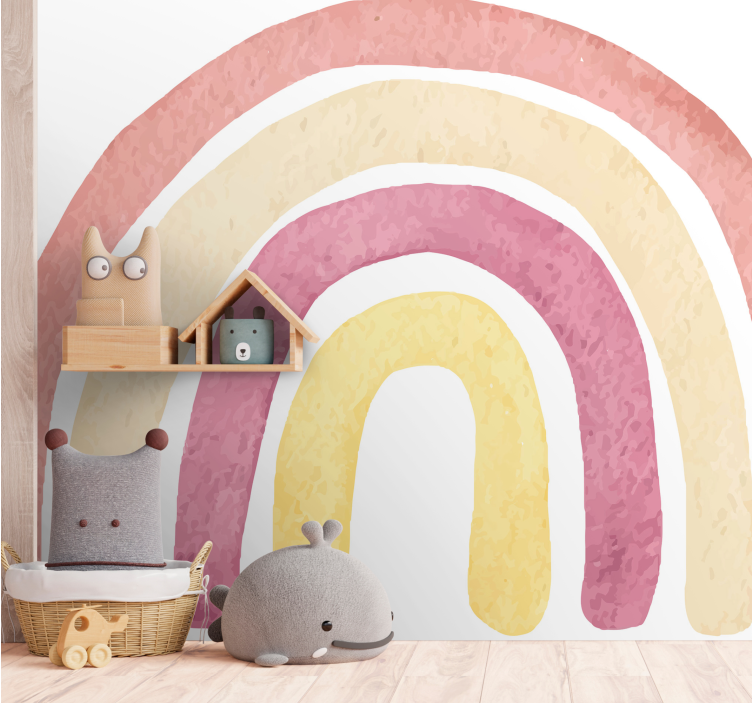 Romantic wall mural soft rainbow arcs - TenStickers