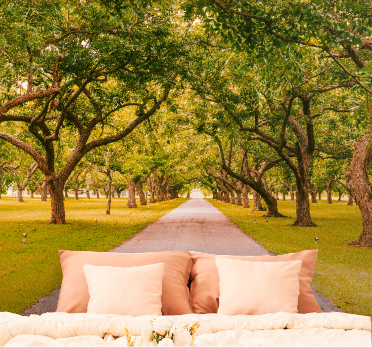 Row yellow and green park Wall Murals - TenStickers