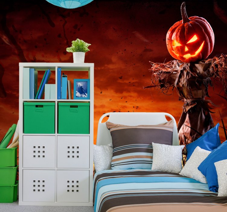 Scary Pumpkin Display wall mural halloween - TenStickers