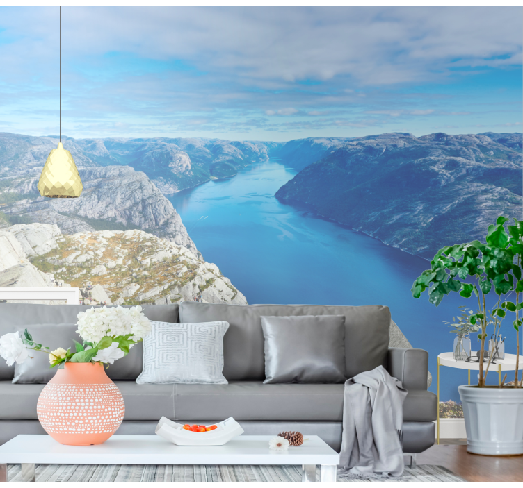Scenic Fjord View landscape wall mural - TenStickers