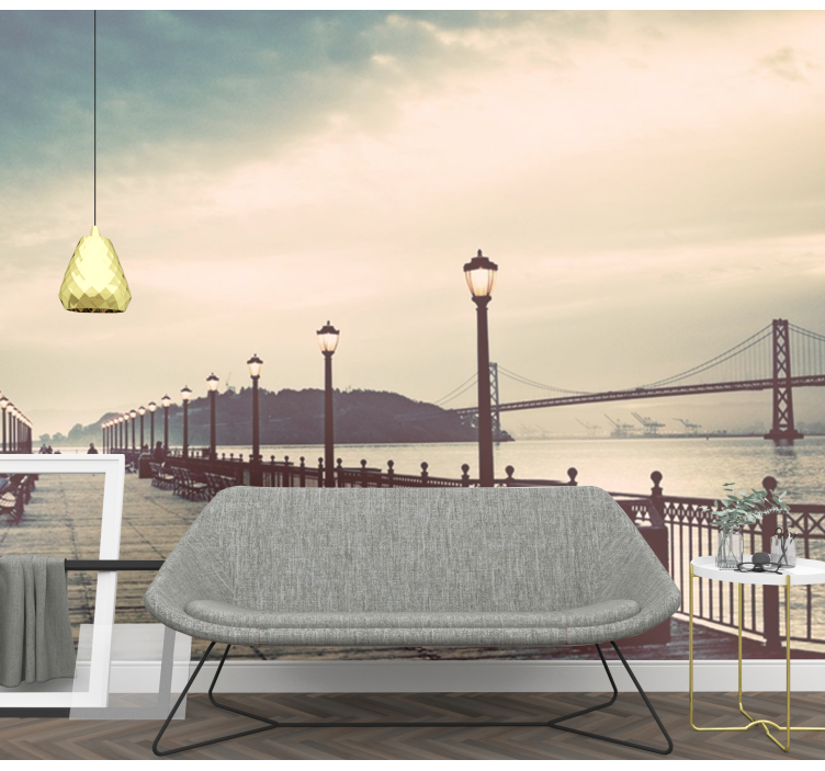 Scenic Waterfront View city wall mural - TenStickers