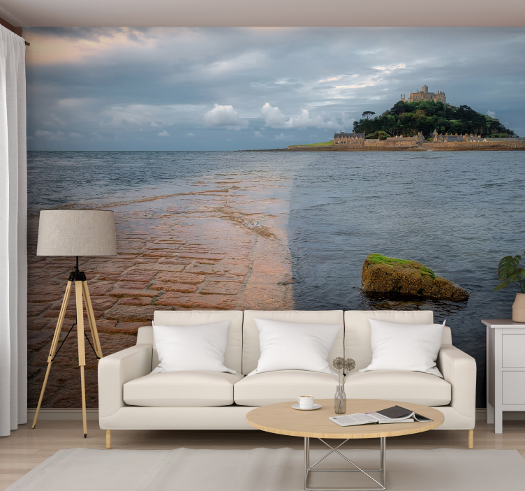Seaside Castle View landscape wall mural - TenStickers